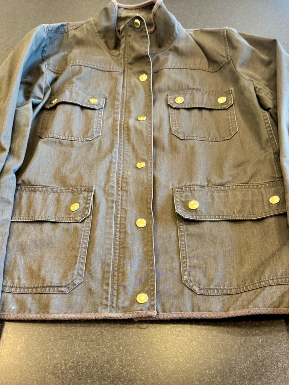 J. Crew Olive Utility Jacket with Gold Buttons